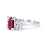 Art Deco Oval Engagement Ring Simulated Cubic Zirconia 925 Sterling Silver