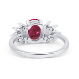 Art Deco Oval Engagement Ring Simulated Cubic Zirconia 925 Sterling Silver