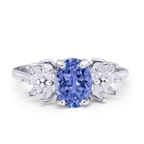 Art Deco Oval Engagement Ring Simulated Cubic Zirconia 925 Sterling Silver