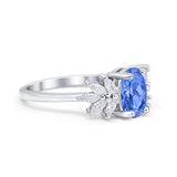 Art Deco Oval Engagement Ring Simulated Cubic Zirconia 925 Sterling Silver