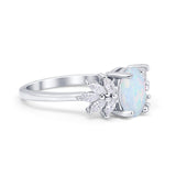 Art Deco Oval Engagement Ring Simulated Cubic Zirconia 925 Sterling Silver