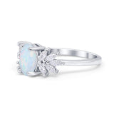 Art Deco Oval Engagement Ring Simulated Cubic Zirconia 925 Sterling Silver