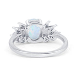 Art Deco Oval Engagement Ring Simulated Cubic Zirconia 925 Sterling Silver