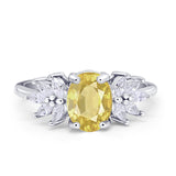 Art Deco Oval Engagement Ring Simulated Cubic Zirconia 925 Sterling Silver