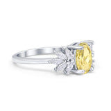 Art Deco Oval Engagement Ring Simulated Cubic Zirconia 925 Sterling Silver