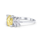 Art Deco Oval Engagement Ring Simulated Cubic Zirconia 925 Sterling Silver
