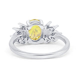 Art Deco Oval Engagement Ring Simulated Cubic Zirconia 925 Sterling Silver