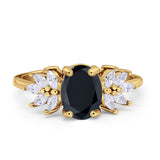 Art Deco Oval Engagement Ring Simulated Cubic Zirconia 925 Sterling Silver