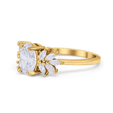 Art Deco Oval Engagement Ring Simulated Cubic Zirconia 925 Sterling Silver
