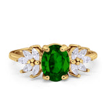 Art Deco Oval Engagement Ring Simulated Cubic Zirconia 925 Sterling Silver