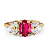 Art Deco Oval Engagement Ring Simulated Cubic Zirconia 925 Sterling Silver