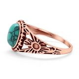 Flower Shank Oxidized Antique Vintage Style Oval Ring Solid 925 Sterling Silver