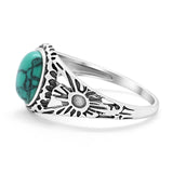 Flower Shank Oxidized Antique Vintage Style Oval Ring Solid 925 Sterling Silver