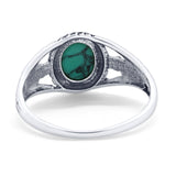Flower Shank Oxidized Antique Vintage Style Oval Ring Solid 925 Sterling Silver