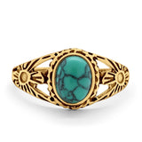 Flower Shank Oxidized Antique Vintage Style Oval Ring Solid 925 Sterling Silver