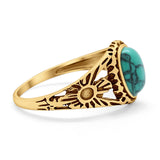 Flower Shank Oxidized Antique Vintage Style Oval Ring Solid 925 Sterling Silver