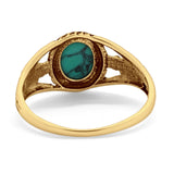 Flower Shank Oxidized Antique Vintage Style Oval Ring Solid 925 Sterling Silver