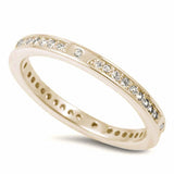 2mm Eternity Wedding Band Round Cubic Zirconia 925 Sterling Silver Choose Color