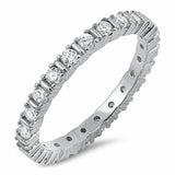 3mm Full Eternity Wedding Band Ring 925 Sterling Silver Round Choose Color