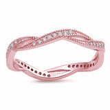 Twisted Braided Full Eternity Infinity Design Band Cubic Zirconia 925 Sterling Silver Choose Color