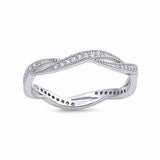 Twisted Braided Full Eternity Infinity Design Band Cubic Zirconia 925 Sterling Silver Choose Color