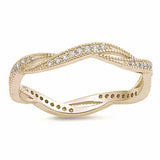 Twisted Braided Full Eternity Infinity Design Band Cubic Zirconia 925 Sterling Silver Choose Color