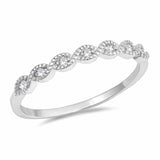 3mm Half Eternity Art Deco Twisted Style Band Ring Round 925 Sterling Silver Choose Color
