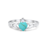 Heart Shape Simulated Cubic Zirconia Claddagh Wedding Ring 925 Sterling Silver
