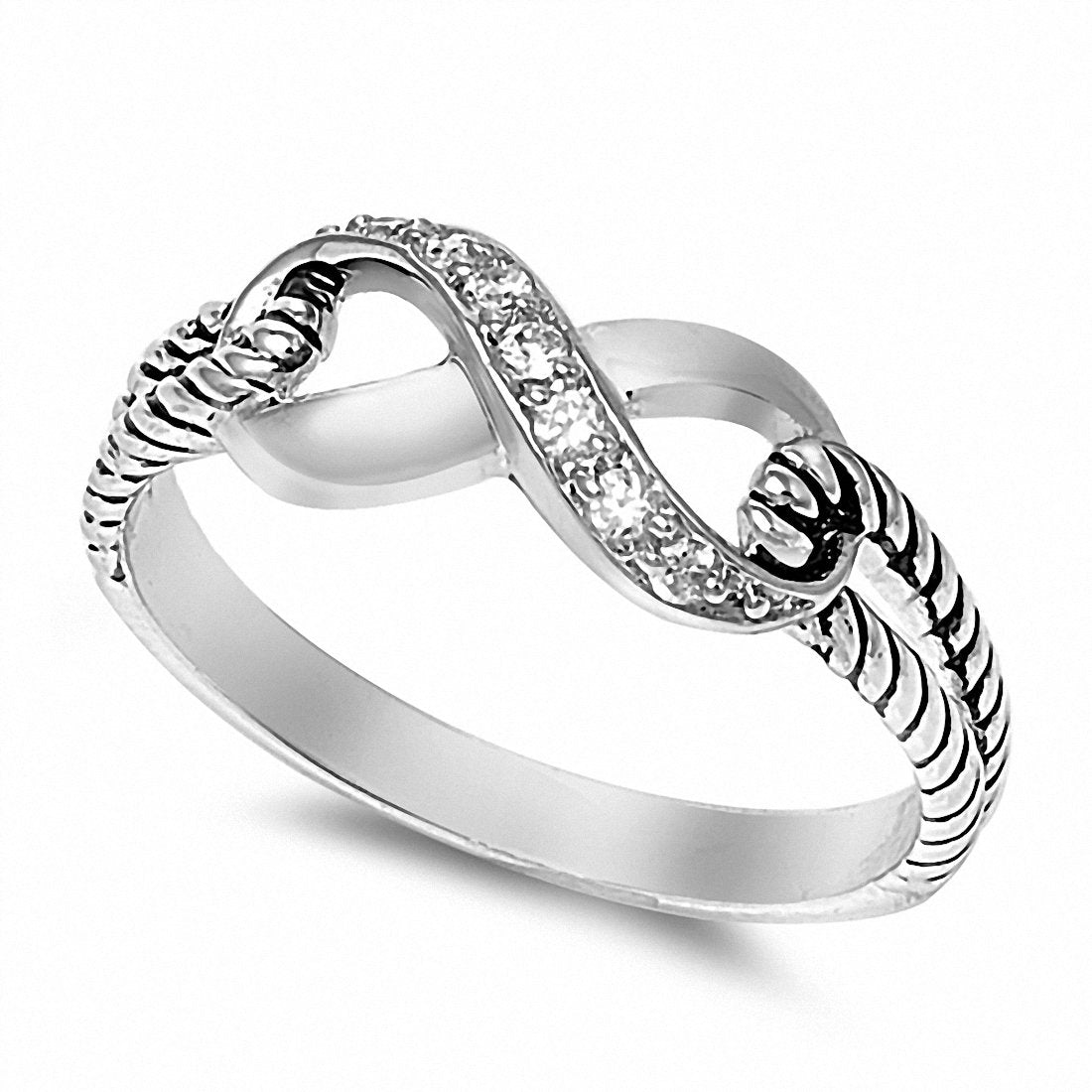 Cable Twisted Braided Design Split Shank Infinity Ring 925 Sterling Silver Choose Color