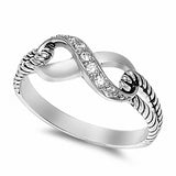 Cable Twisted Braided Design Split Shank Infinity Ring 925 Sterling Silver Choose Color