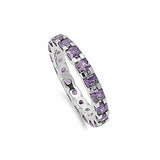 3mm Princess Cut Full Eternity Simulated CZ Band 925 Sterling Silver
