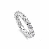3mm Princess Cut Full Eternity Simulated CZ Band 925 Sterling Silver