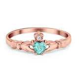 Claddagh Heart Promise Ring Simulated Cubic Zirconia 925 Sterling Silver