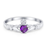 Claddagh Heart Promise Ring Simulated Cubic Zirconia 925 Sterling Silver