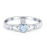 Claddagh Heart Promise Ring Simulated Cubic Zirconia 925 Sterling Silver