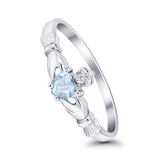 Claddagh Heart Promise Ring Simulated Cubic Zirconia 925 Sterling Silver