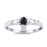 Claddagh Heart Promise Ring Simulated Cubic Zirconia 925 Sterling Silver