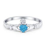 Claddagh Heart Promise Ring Simulated Cubic Zirconia 925 Sterling Silver