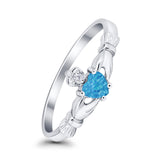 Claddagh Heart Promise Ring Simulated Cubic Zirconia 925 Sterling Silver