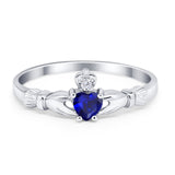 Claddagh Heart Promise Ring Simulated Cubic Zirconia 925 Sterling Silver