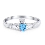 Claddagh Heart Promise Ring Simulated Cubic Zirconia 925 Sterling Silver