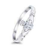 Claddagh Heart Promise Ring Simulated Cubic Zirconia 925 Sterling Silver