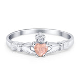 Claddagh Heart Promise Ring Simulated Cubic Zirconia 925 Sterling Silver