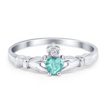 Claddagh Heart Promise Ring Simulated Cubic Zirconia 925 Sterling Silver