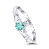 Claddagh Heart Promise Ring Simulated Cubic Zirconia 925 Sterling Silver