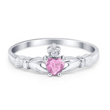 Claddagh Heart Promise Ring Simulated Cubic Zirconia 925 Sterling Silver