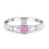 Claddagh Heart Promise Ring Simulated Cubic Zirconia 925 Sterling Silver