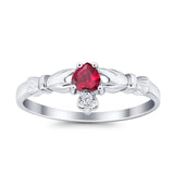 Claddagh Heart Promise Ring Simulated Cubic Zirconia 925 Sterling Silver