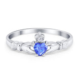 Claddagh Heart Promise Ring Simulated Cubic Zirconia 925 Sterling Silver