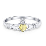 Claddagh Heart Promise Ring Simulated Cubic Zirconia 925 Sterling Silver